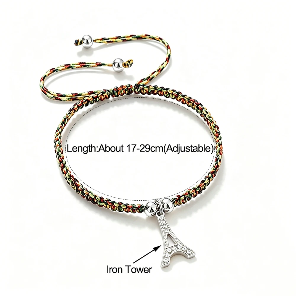 Romantic Paris Eiffel Tower Charm Bracelets For Women Men Hand-woven Lucky Red Thread Bracelets Party Jewelry Friendship Gifts
