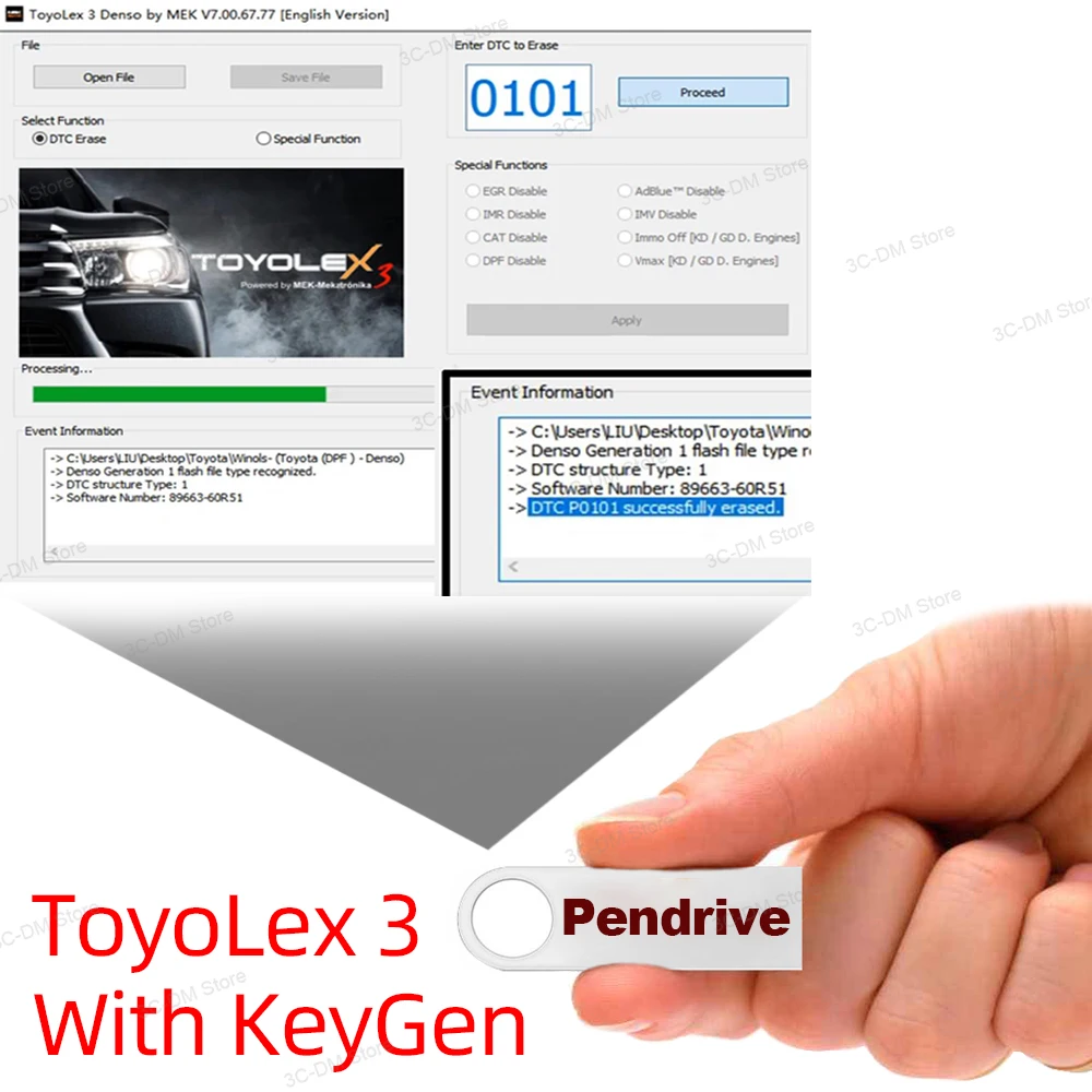 

2023 ToyoLex 3 With Unlimited Keygen Denso Toyota Lexus Mascheramento DTC Software Funziona con KESS /KTAG Freeship USB