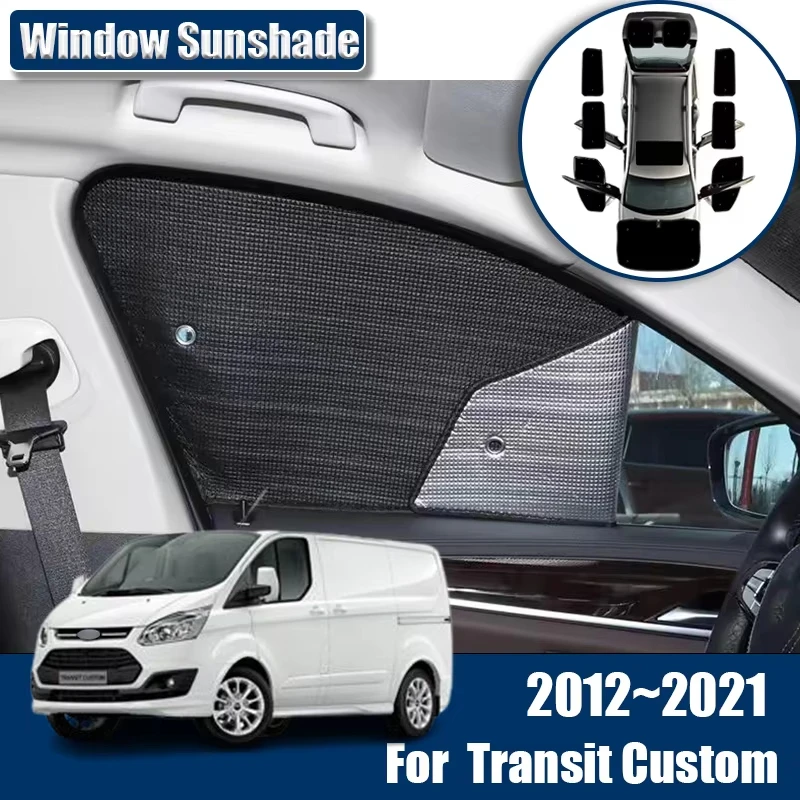 Car Sunshades For Ford Transit Custom L2H2 L1H1 Camper Accessories 2012~2021 Visor Sunscreen Anti-UV Sun Blinds Interior Parts