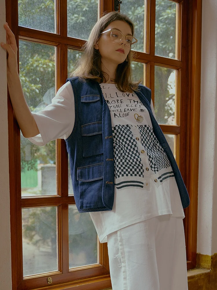 

Youwei Exclusive ort Sve T-irt Letter Print Inner Wear Cotton 00% Regular Sle Fall Season Casual Women's Top