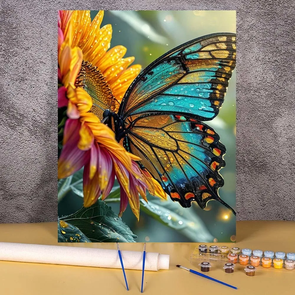 

DIY Paint By Numbers Kit For Adults Butterfly, Acrylic Digital Oil Painting Art Picture On Canvas Wall Decor Gift No Frame