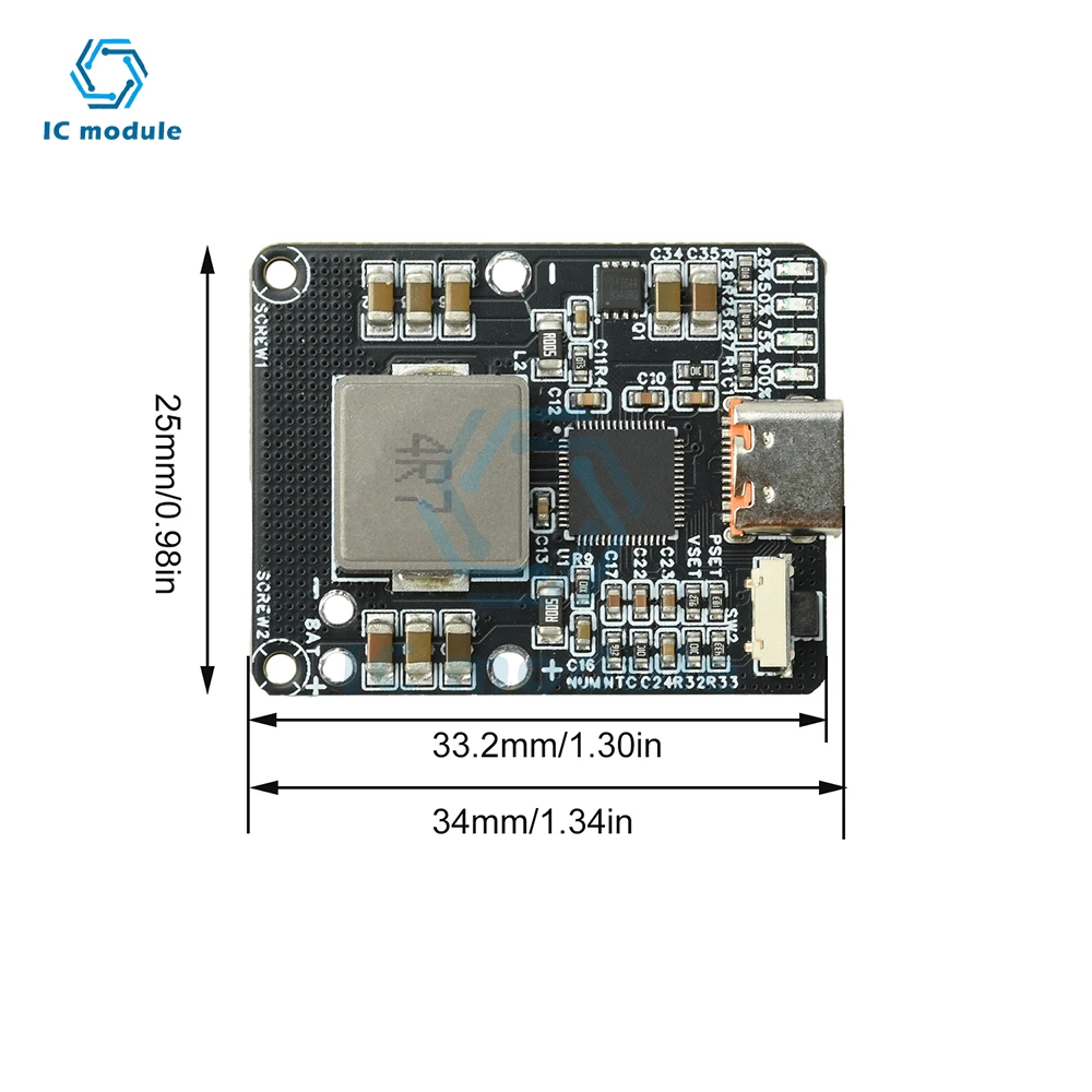 IP2369 2-6S 45W PD وحدة شحن/تفريغ سريع - لوحة بنك الطاقة ثنائية الاتجاه مع واجهة من النوع C