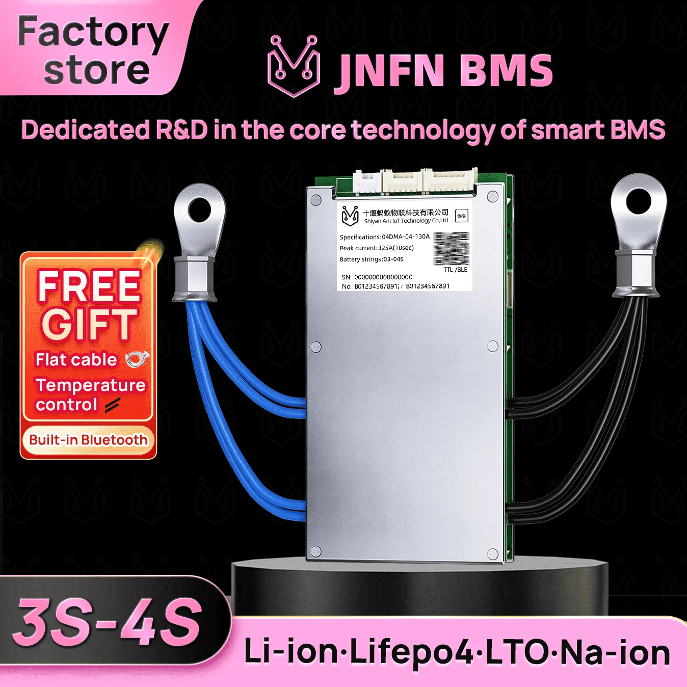 BMS 3S 4S 12V 60A for LifePO4 and Lithium-ion Batteries with Advanced Balance Protection, Optimized for External Power Solutions