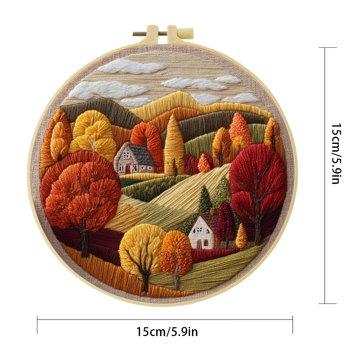 1 Stück 20X20CM/15X15CM 7,87/6,3 Zoll Schönes Berglandschafts-Taschen-Stickerei-Starter-Kit DIY-Kit Näh-Kunst-Set für Anfänger – Detail 6