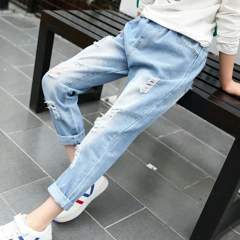 Casual Kids Baby Girls Cowboy Pants Spring Autumn Baby Girls Printing Jeans Kids Girls Children Clothing Kids Baby Girls Jeans