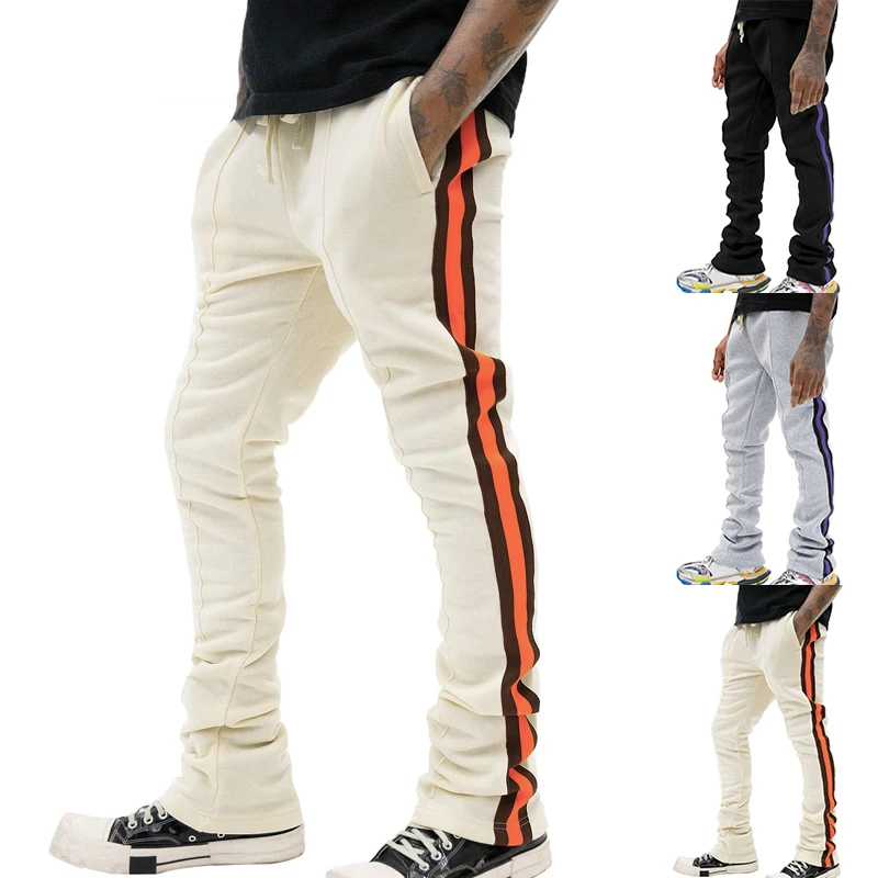 

GELITAYIN Spring And Autumn Fashion Men's Sports Casual Pants Trend Striped Slim Nine-point Pants Street Hip-hop Rap Fashion Sin