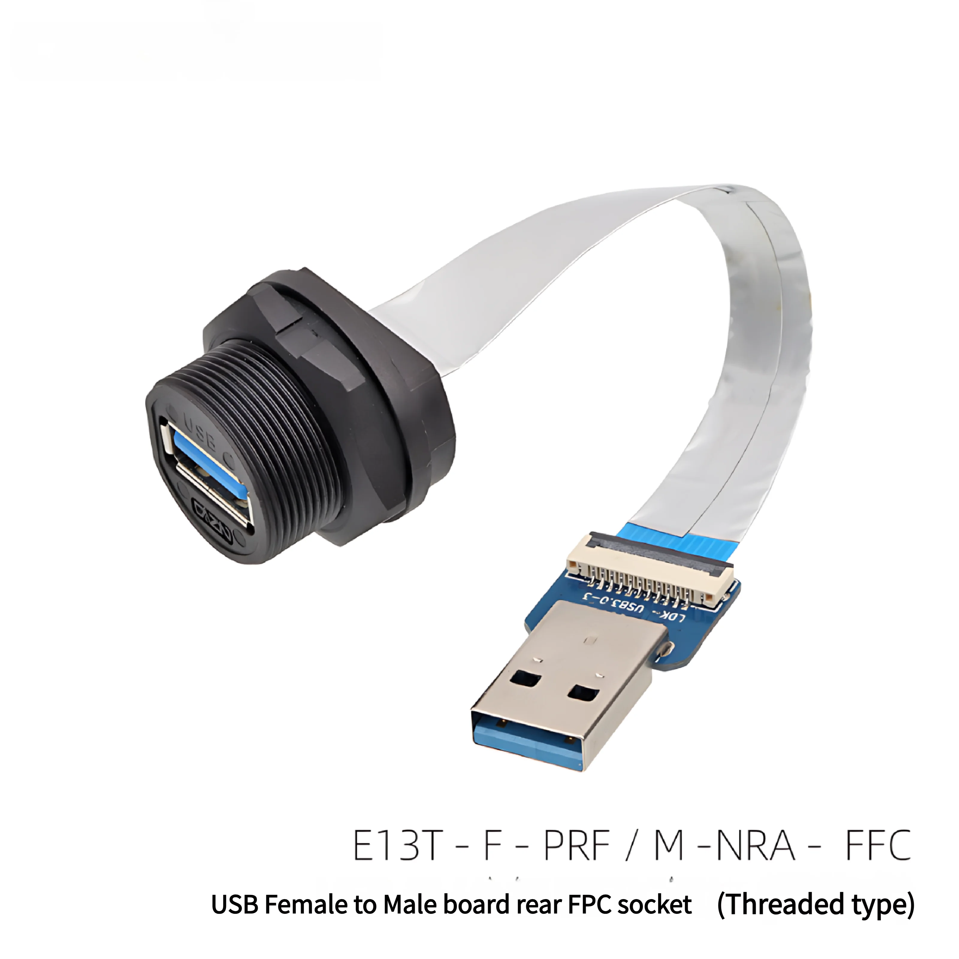 USB 3.0 A Female to Male Connectors Waterproof USB A to Board Rear FPC Socket Extension Cable Threaded Panel Mount Adapter