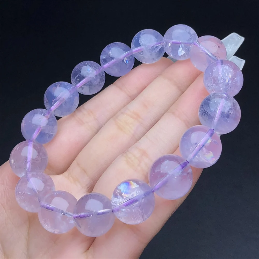 1 Pc Fengbaowu Natural Purple Jade Quartz Bracelet 11-14MM Round Beads Reiki Healing Stone Jewelry Gift For Women Men