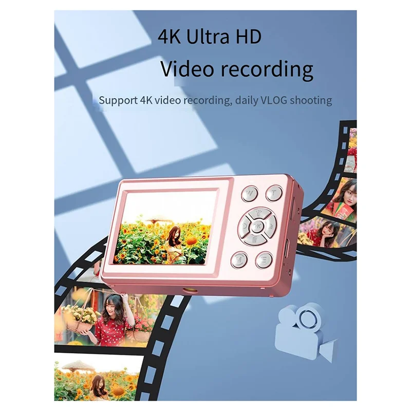 كاميرا تصوير رقمية ABJF-4K Ccd، كاميرا مدونة فيديو، كاميرا فيلم، كاميرا صغيرة 4K 30FPS للمراهقين