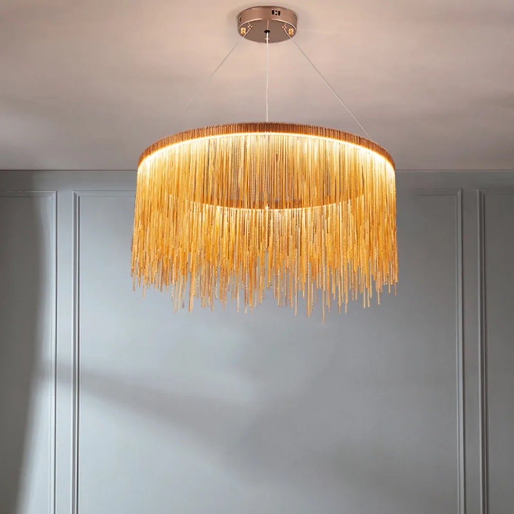 Imagem -02 - Modern Art Decor Tassel Pendant Lamps Chain Chandelier For Bedroom Living Room Restaurant Lights 110v 220v 2024