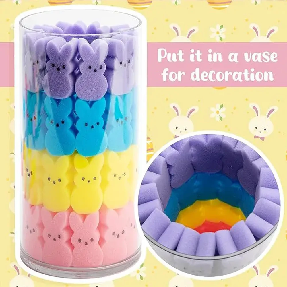 

30pc Party Supplies Easter Bunny Vase Filler Set - Colorful Sponge Decorations Spring Home Decor Table Centerpieces Red/Purple