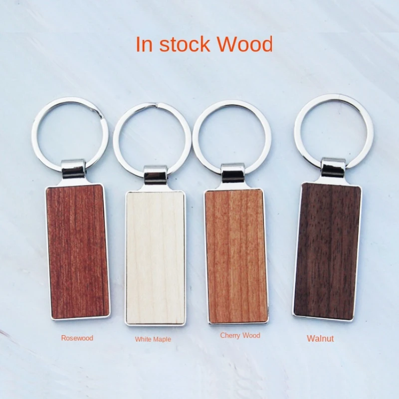 Ins Wooden Waist Hanging Business Keychain Solid Wood Car Key Pendant Keyring LOGO Customable Engrave Bamboo Exhibition Souvenir