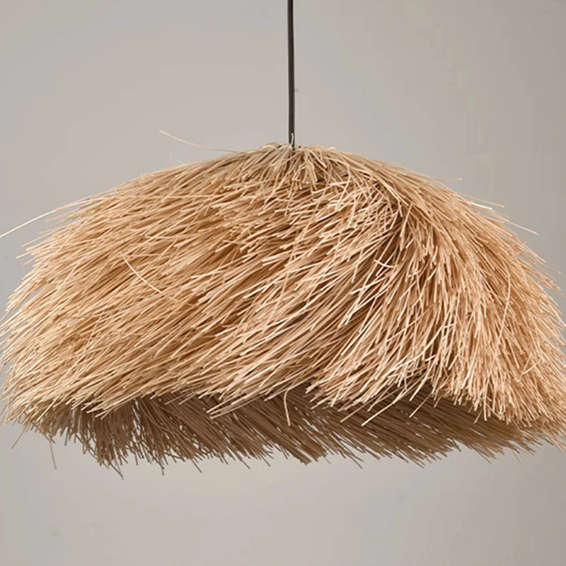 Creative Retro Rattan Straw Hat Pendant Light Homestay Restaurant Living Room Restaurant Hotel Weaving Decoration Hanging Lamp