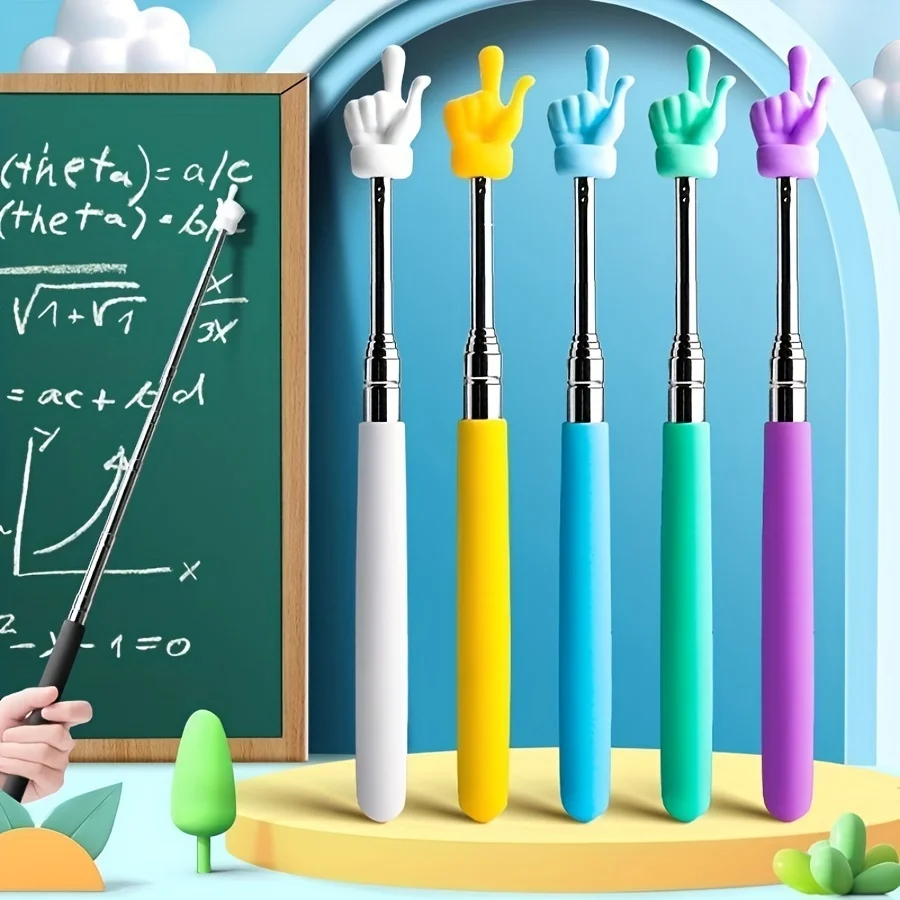 3pcs Random Color Classroom Teacher Pointer Sticks, Telescopic Classroom Teaching Finger-Pointing Sticks
