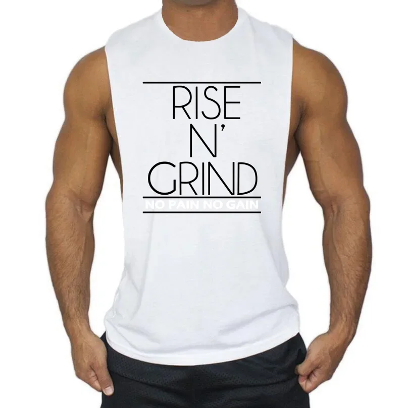 Bodybuilding Stringer Tank Tops Men Fitness Singlet Cotton Sleeveless Vest NO PAIN NO GAIN Print Brand Summer Gym Clothing Shirt