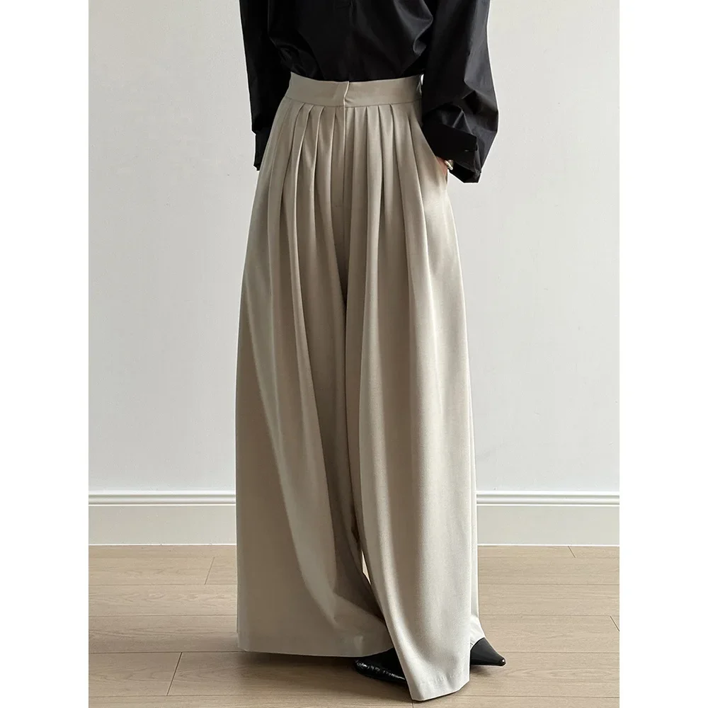 

High-waisted casual suit pants for women, new spring and summer loose drooping wide-leg floor trousers