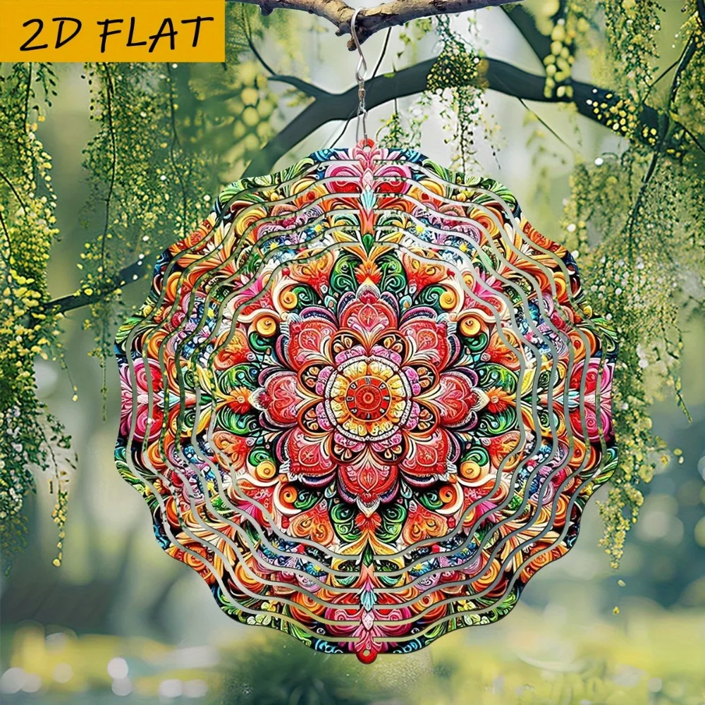 

Мандала-ветряной спиннер 3D, кинетическое искусство, лазерная резка, нержавеющая сталь, радужный декор для сада, подвесное украшение