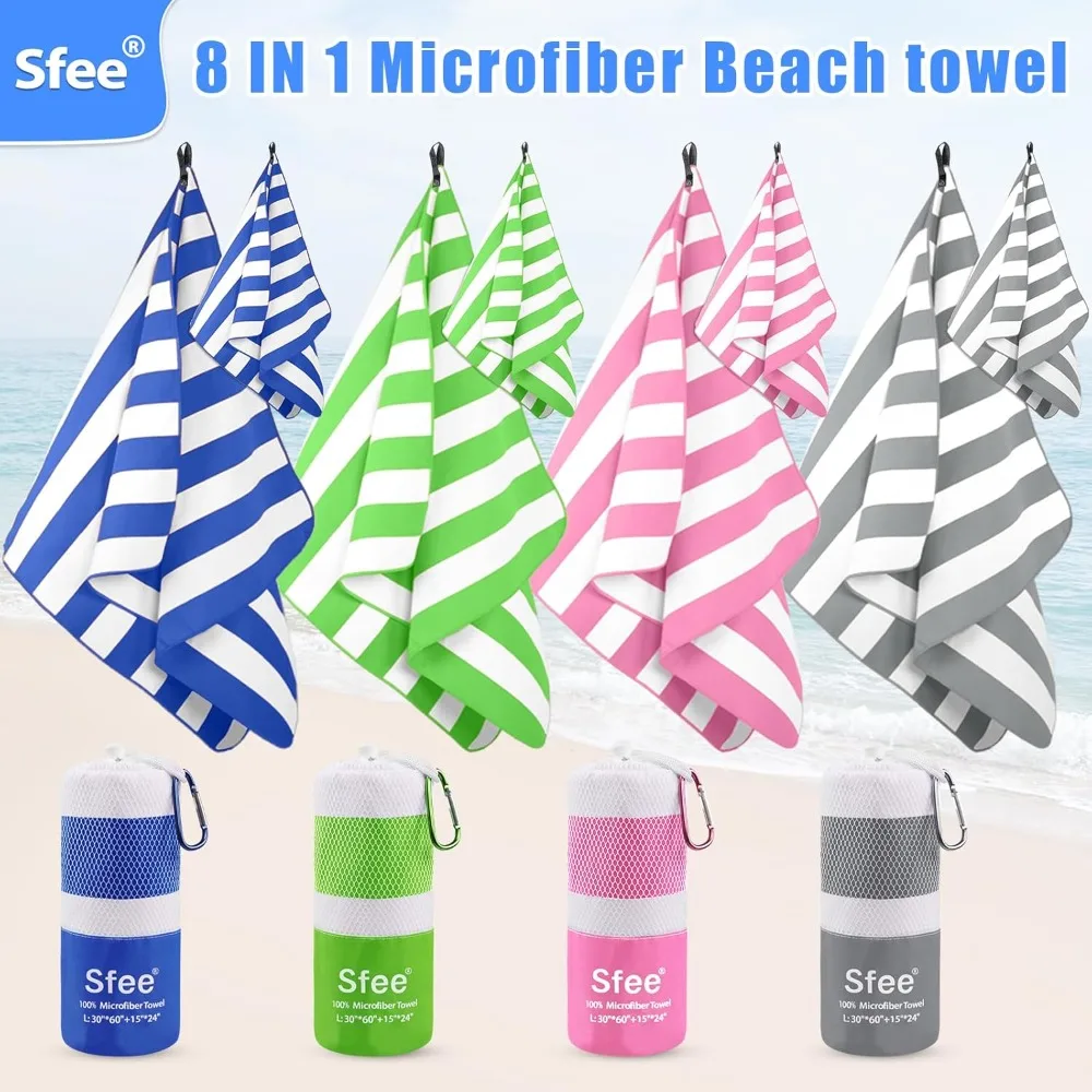 

4 Pack(8Pcs) Microfiber Travel Towel, Beach Towel Quick Dry Towel Camping Super for Beach, Gym, Hiking, Pool, Backpacking, Yoga