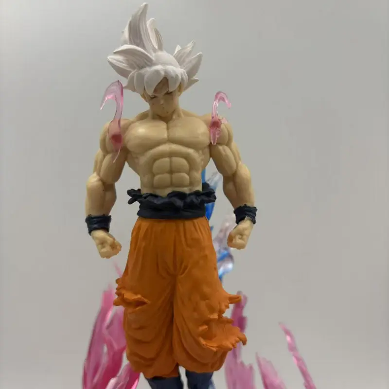 Dragon Ball Ultra Instinct Son Goku White Hair Saiyan Action Figure With Led Light 23cm Collectible Model Desktop Ornament view 3