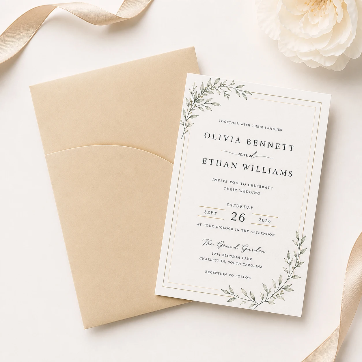 Pocket Invitation Sleeves 5x7 Custom Printed 20-50Pcs Cards for Wedding Quinceanera Birthday Engagement Party Supplies