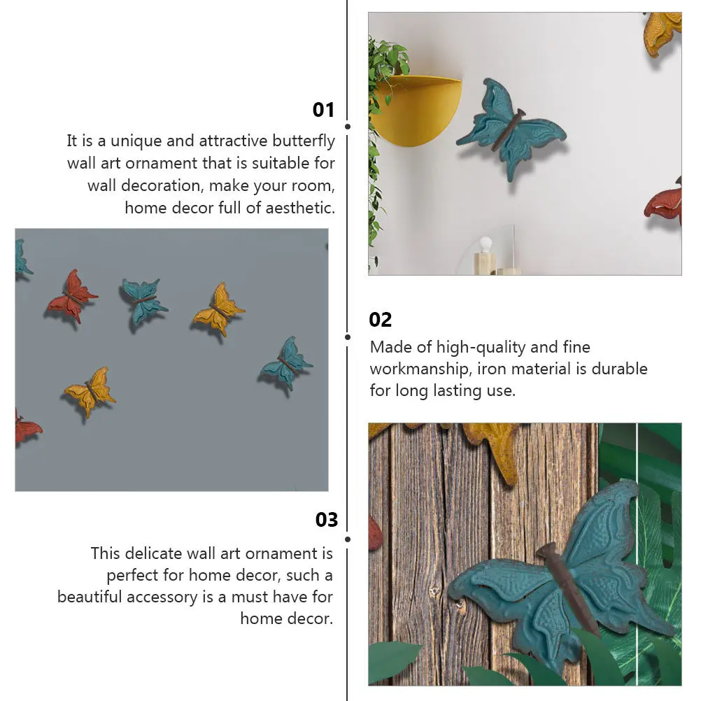 

1Pcs Iron 3D Metal Wall Art Hanging Decoration Craft Butterfly Home Decor Ornament Lifelike Creative Gift