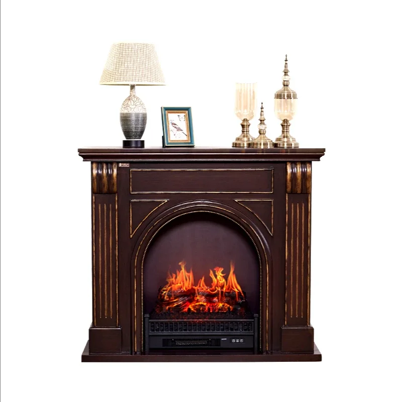 

American and European Style Fireplace 1.2 M Solid Wood Fireplace Mantel Electronic Fireplace Heater Villa Decoration