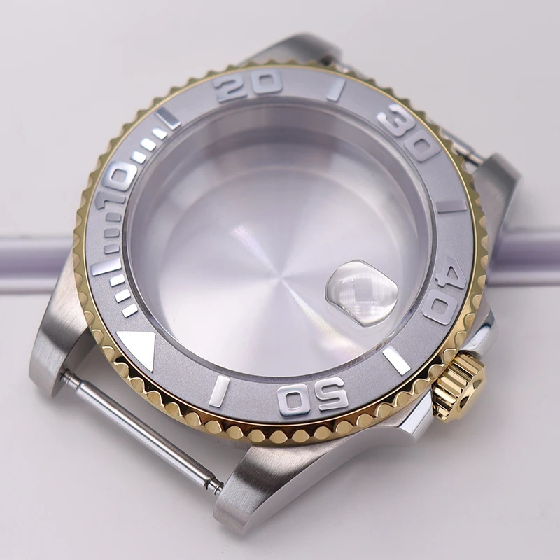 NH35 40mm Silber-Gold Uhrengehäuse Saphirglas für Seiko NH35 NH34 NH36 NH38 ETA2824 Miyota8215 Uhrwerk Gehäuse 28,5mm Zifferblatt YACHT – Detail 5