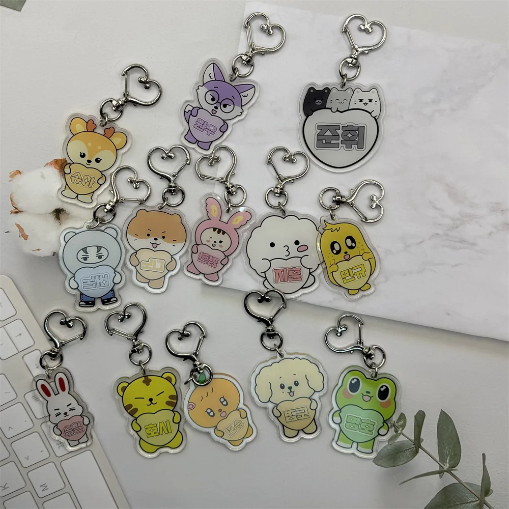 Kpop Idols Cartoon Acrylic Cute Miniteen Keychain JEONGHAN JOSHUA HOSHI WONWO Pendant Cute Keyring Backpack Accessories