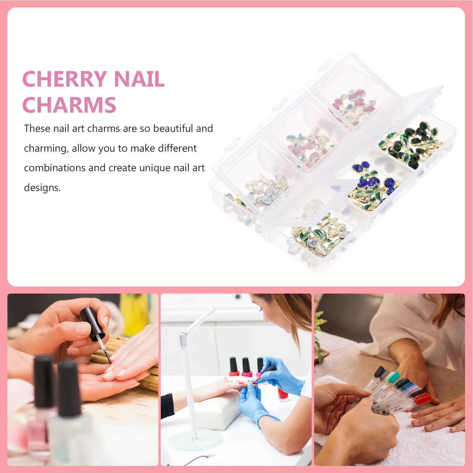 60 Pcs Rhinestone Nail Accessories Gems Rhinestones Cherry Jewels Studs for Nails Alloy Charm Decorations Crystals