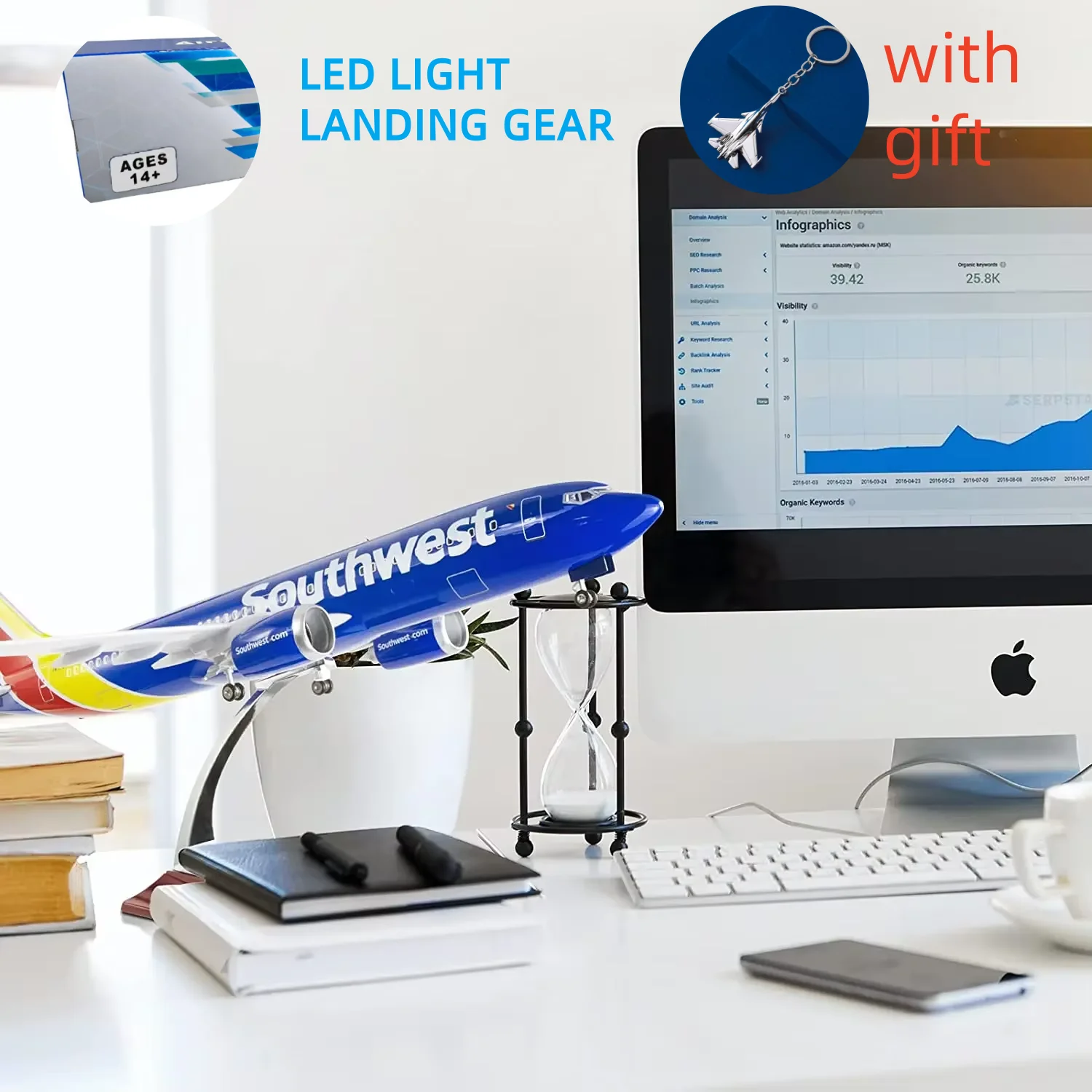 

New 1:80 Scale Large Model Airplane Southwest Airlines Boeing 737 Plane Models Diecast Airplanes with LED Light for Collection