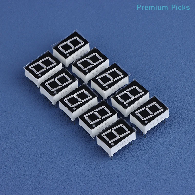 10Pcs Digital Tube Common AnodeCathode 0.56 Inch 10Pins 5161AS 5161BS 1 Bit Digit 7 Segment Red LED Digital Display Digitron