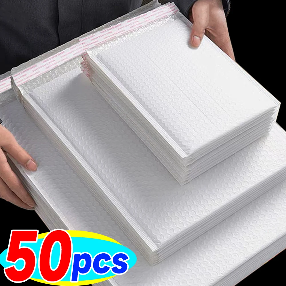 Bolsa de sobres de burbujas blancas, sobres de espuma impermeables, bolsas de sobres de envío, bolsas de embalaje autoselladas, venta al por mayor, 10/50 Uds.