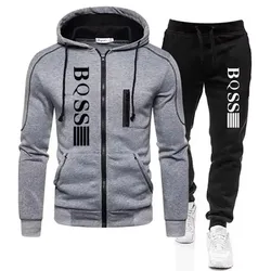 Men's Fashion Robe two-piece Cardigan and striped robe Jogging pants Fitness Basketball and Running new for Fall 2024