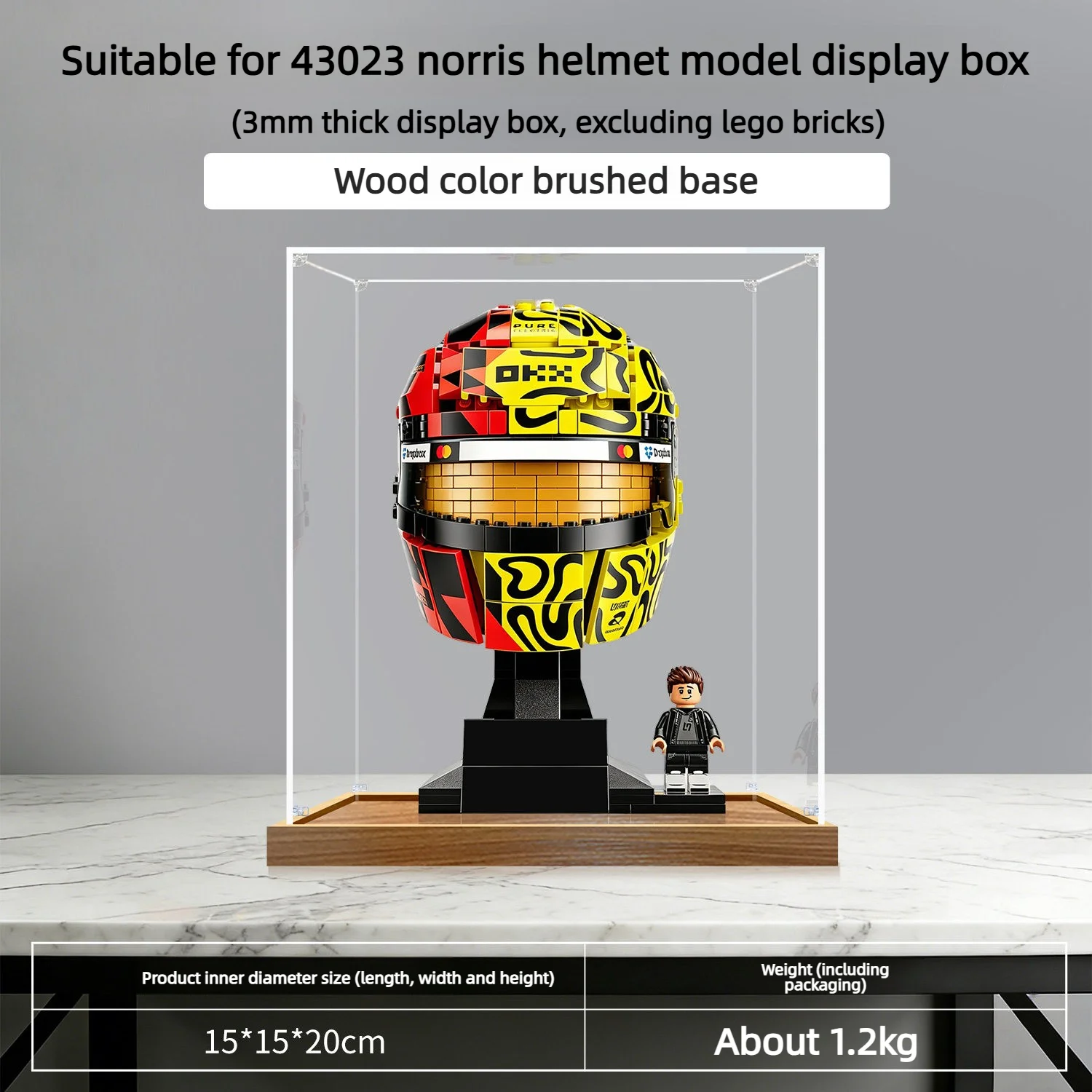 Suitable for Lego 43023 Helmet Building Blocks Display Dust-Proof Acrylic Display Case 43023 (Blocks Not Included)