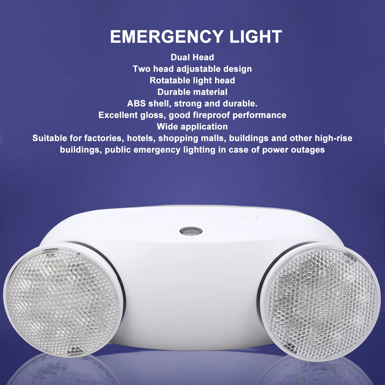 LED Emergency Light Two Head Adjustable Commercial Emergency Lighting Fixtures with Battery Backup US Plug 85‑265V