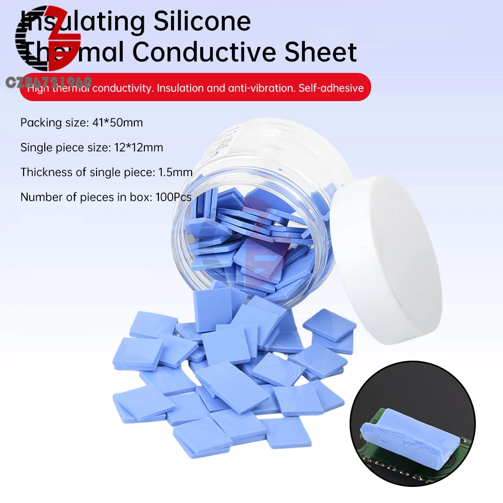 100PCS Thermal Insulating Silicone Sheet Thermal Pad CPU IC GPU Repair Pre-cutting Mat Heatsink Cooling Thermopad