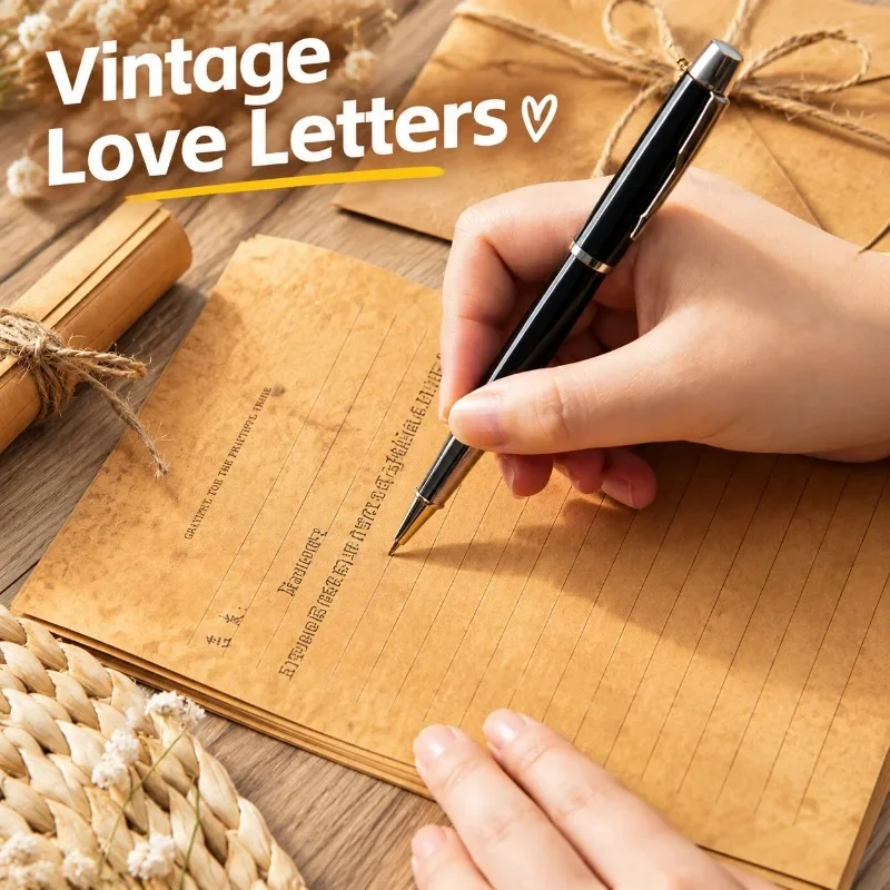 Retro A5 Letter Paper and Envelope Set Vintage Love Letter Writing Stationery for Students Birthday Christmas Confession
