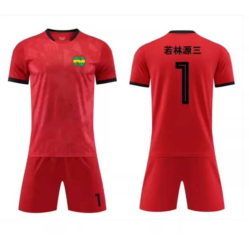 Captain Tsubasa Nankatsu School Football Training Clothing Set Goalkeeper Wakabayashi Genzo Cosplay Red Top Jersey & Shorts