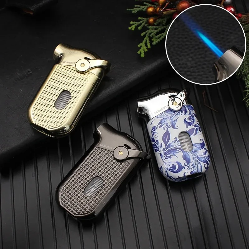 HONEST Large Capacity Direct Impact Windproof Lighter Cigar Spray Gun, Portable All Metal Material, Creative Personalized Gift