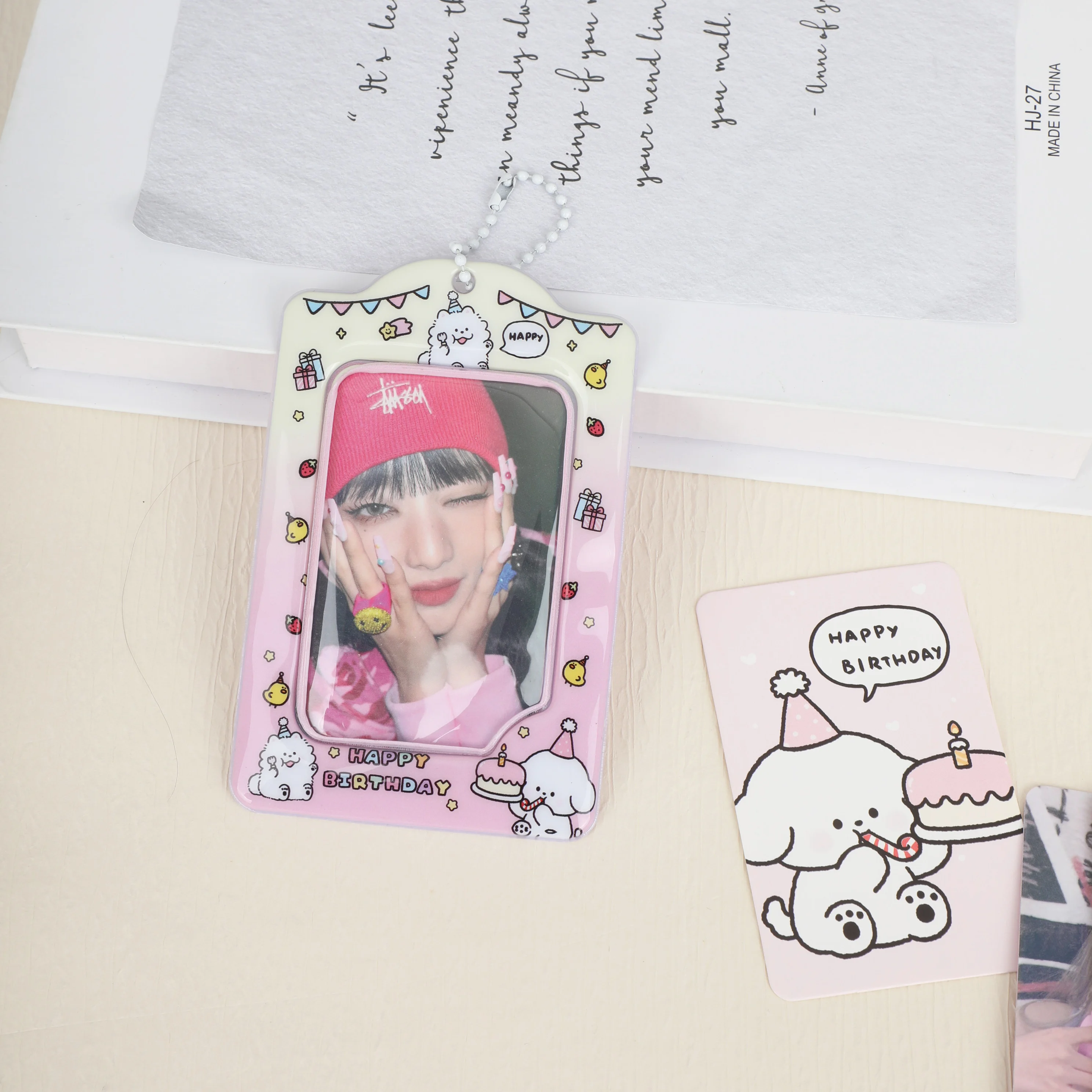 Cute Cartoon Photocard Holder Keychain Photocards Credit ID Bank Card Case Card Protective Sleeve Photo Display Bag Pendant