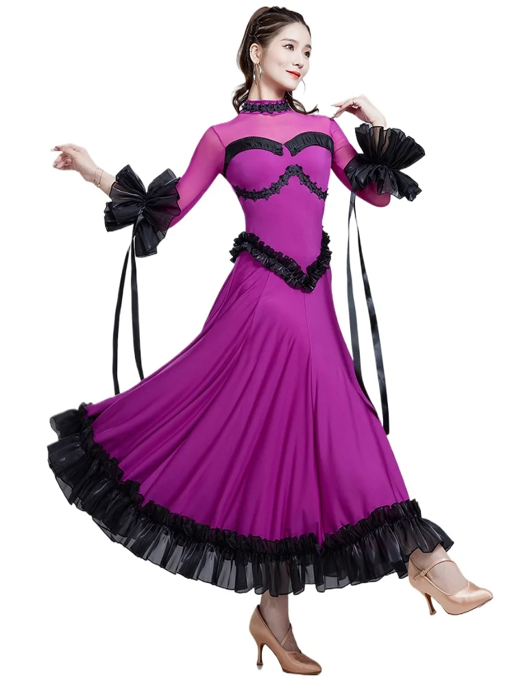 

2025 New Modern Dance Dress National Standard Waltz Dance Competition Performance Practice Clothes Dress 7211