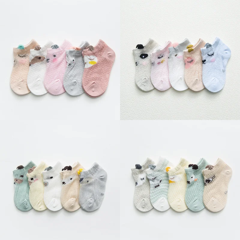 5 Paare/los Neue Cartoon Mesh Baby Socken Jungen Mädchen Komfortable kinder Fuß Socken