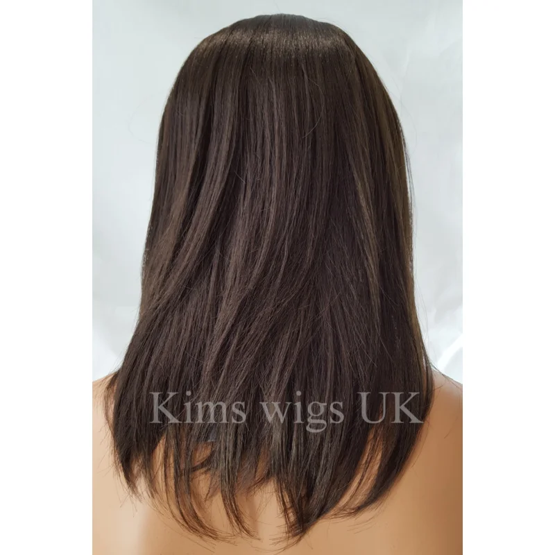 ダークブラウンウィッグ レディース レディース レイザーカット ショルダーレングス ファッション ヘア 英国販売者
