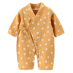 Baby Girls Boys Clothes Kid Kimono Rompers Japanese Soft Cotton Gauze Sleepwear Wedding Newborn Infants Night Jumpsuits Y685