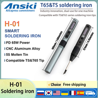 Ansiki H-01 T65 Soldering Iron PD3.0 65W Adjustable Temperature Portable Compatible TS101 and T65 Tip welding repair Tools