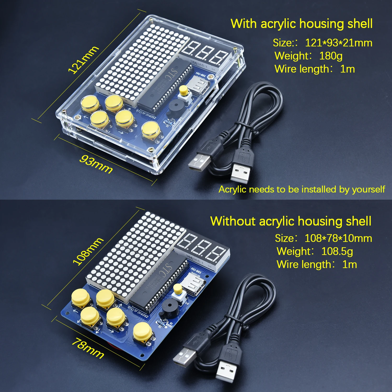 keyestudio 51 Microcontroller Game Boy With Acrylic Housing Shell Four Classic Games Included Controller Board For Arduino Shiel