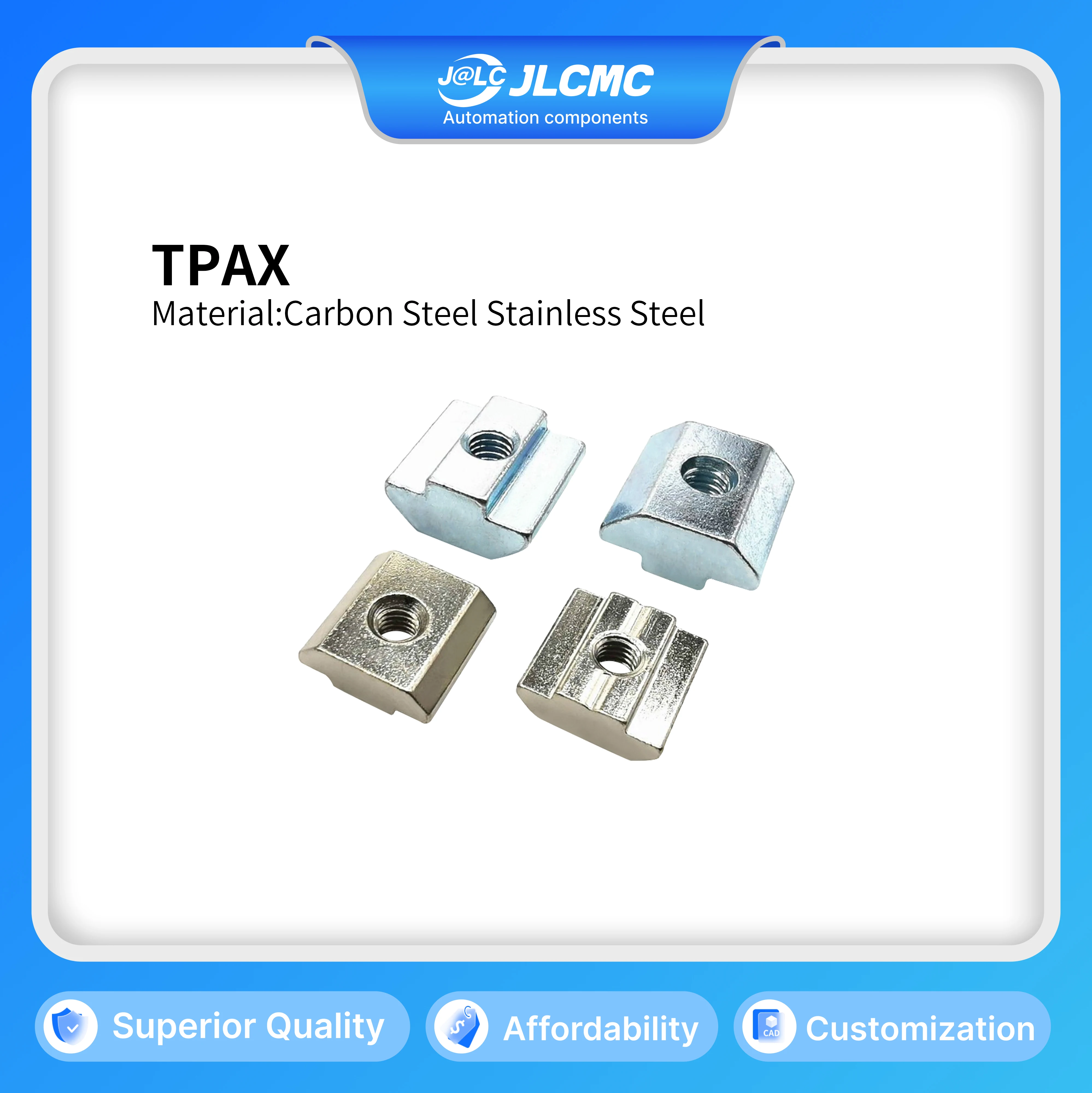 10 Pcs M4 M5 M6 M8 Roll-in Slider Nut 8mm Slot Aluminum Profile 40 Series Galvanized / Chrome / Stainless Steel Fasteners