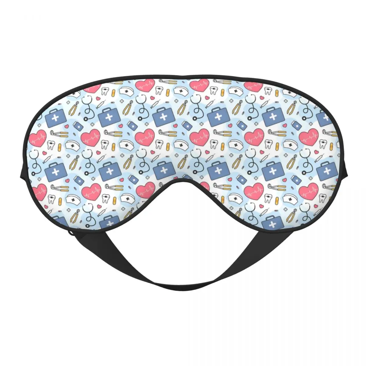 Funny Nurse Pattern Sleep Eye Masks Cartoon Nursing Pattern Double Side Nap Health Eye Cover Plane Men Women Creative Eye Patch