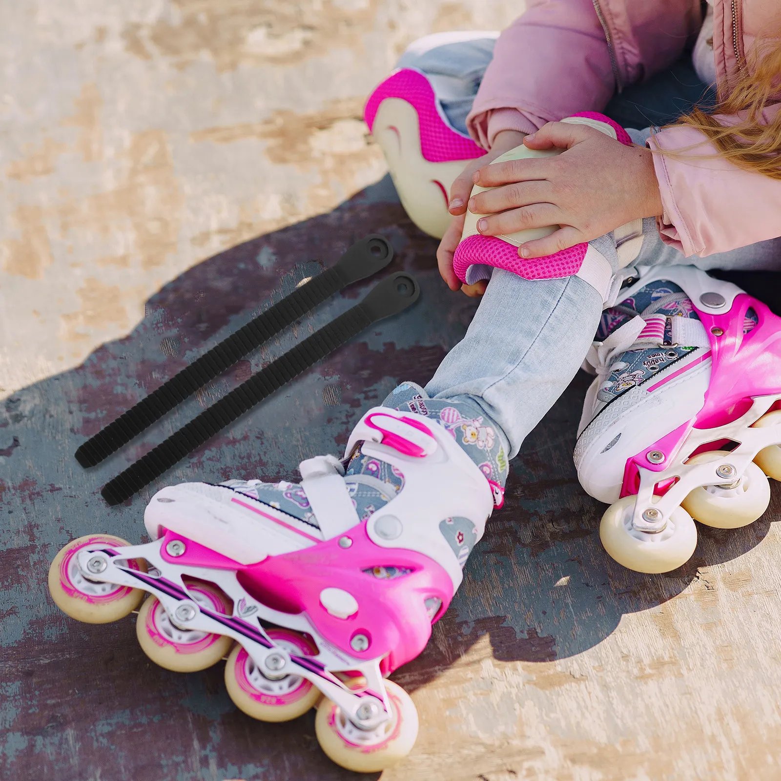 

2 Pcs Inline Skate Strap Buckle Accessories for Skates Ice Supplies Fixing Straps Black