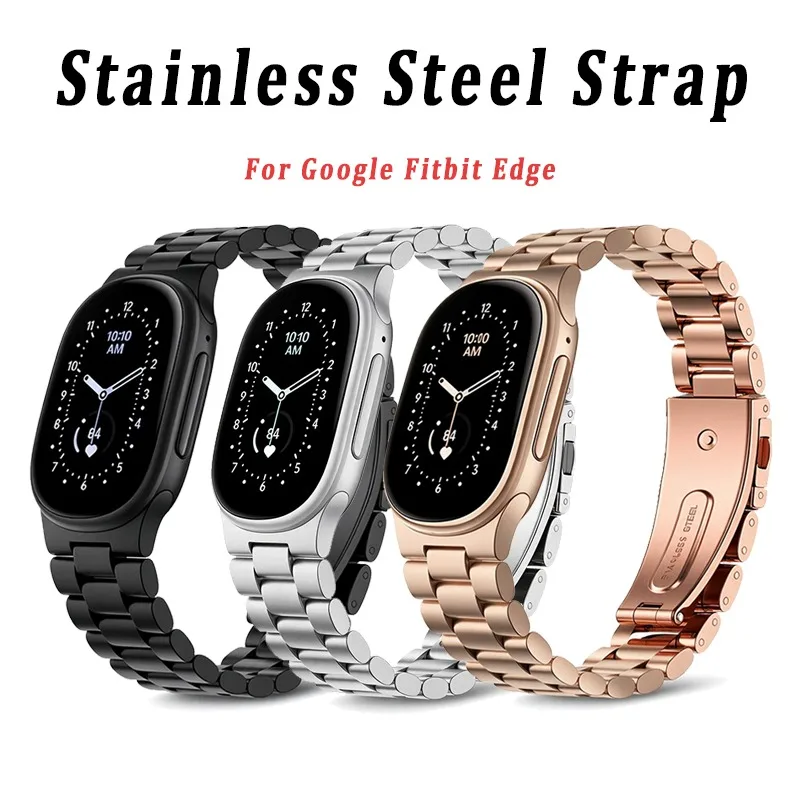 Original No Gaps Luxury Stainless Steel Strap For Google Fitbit Edge Metal Bracelet Business Band Correa